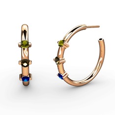 Lita Halka Küpe - Lab safir, dumanlı kuvars ve peridot 14 ayar rose altın küpe #xoy9ps