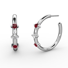 Lita Halka Küpe - Kök yakut, swarovski ve garnet 925 ayar gümüş küpe #xq642b