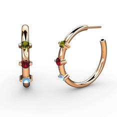 Lita Halka Küpe - Akuamarin, garnet ve peridot 8 ayar rose altın küpe #y7xywn