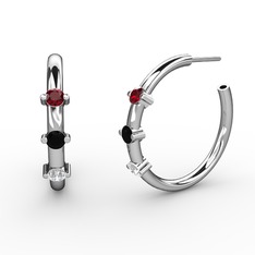 Lita Halka Küpe - Pırlanta, siyah zirkon ve garnet 14 ayar beyaz altın küpe (0.22 karat) #y9qtn2