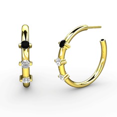 Lita Halka Küpe - Swarovski, pırlanta ve siyah zirkon 8 ayar altın küpe (0.22 karat) #yauvrm