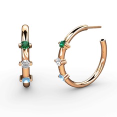 Lita Halka Küpe - Akuamarin, swarovski ve yeşil kuvars 8 ayar rose altın küpe #ycooqo
