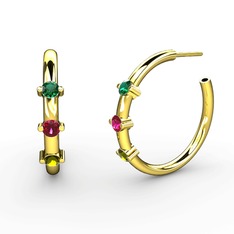 Lita Halka Küpe - Peridot, rodolit garnet ve yeşil kuvars 925 ayar altın kaplama gümüş küpe #yj03fw