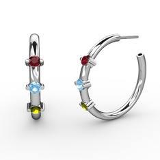 Lita Halka Küpe - Peridot, akuamarin ve garnet 8 ayar beyaz altın küpe #yrxzdr