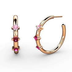 Rodolit garnet ve pembe kuvars 925 ayar rose altın kaplama gümüş küpe