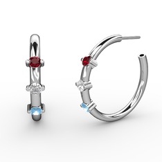 Lita Halka Küpe - Akuamarin, swarovski ve garnet 8 ayar beyaz altın küpe #zgduh8