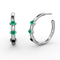 Lita Halka Küpe - Siyah zirkon ve kök zümrüt 8 ayar beyaz altın küpe #zjl0g5