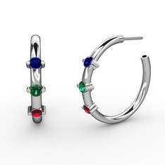 Garnet, yeşil kuvars ve lab safir 925 ayar gümüş küpe