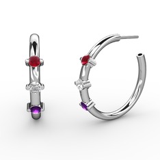 Lita Halka Küpe - Ametist, pırlanta ve kök yakut 8 ayar beyaz altın küpe (0.22 karat) #zwepyj