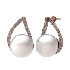 Inci ve pırlanta 14 ayar rose altın küpe (0.3872 karat)