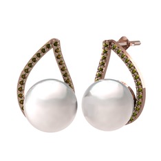 Inci ve peridot 925 ayar rose altın kaplama gümüş küpe