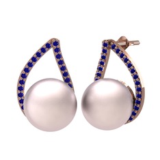 Aya İnci Küpe - Pembe inci ve lab safir 925 ayar rose altın kaplama gümüş küpe #c34zon