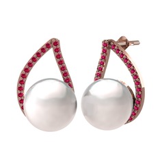 Aya İnci Küpe - Inci ve rodolit garnet 8 ayar rose altın küpe #tv2ps4