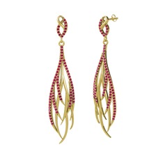 Rodolit garnet 18 ayar altın küpe