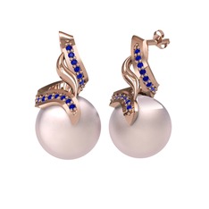 Pembe inci ve lab safir 925 ayar rose altın kaplama gümüş küpe