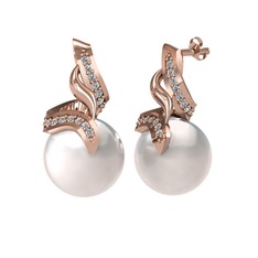 Kraliyet İnci Küpe - Inci ve swarovski 18 ayar rose altın küpe #17jrzkd