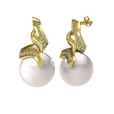 Kraliyet İnci Küpe - Inci ve swarovski 8 ayar altın küpe #197ylcv