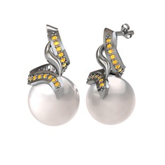 Kraliyet İnci Küpe - Inci ve sitrin 925 ayar gümüş küpe #1uwiwbf