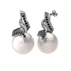 Kraliyet İnci Küpe - Inci ve siyah zirkon 925 ayar gümüş küpe #k832lv