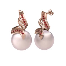 Pembe inci ve garnet 925 ayar rose altın kaplama gümüş küpe