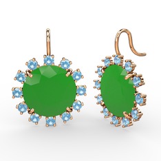 Lumi Küpe - Akuamarin ve neon yeşil akrilik 8 ayar rose altın küpe #100gvs0