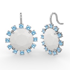 Lumi Küpe - Akuamarin ve beyaz akrilik 925 ayar gümüş küpe #12bavy7