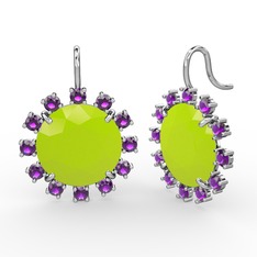 Lumi Küpe - Ametist ve neon sarı akrilik 925 ayar gümüş küpe #12jqjpo