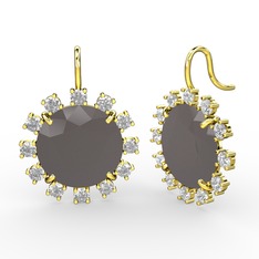 Lumi Küpe - Swarovski ve füme akrilik 18 ayar altın küpe #13hmxd0