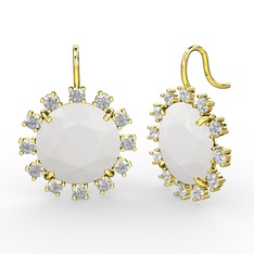 Swarovski ve beyaz akrilik 8 ayar altın küpe