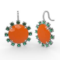 Lumi Küpe - Yeşil kuvars ve neon turuncu akrilik 14 ayar beyaz altın küpe #146yy5h