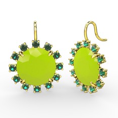 Lumi Küpe - Yeşil kuvars ve neon sarı akrilik 14 ayar altın küpe #15avhd5