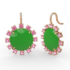 Lumi Küpe - Pembe kuvars ve neon yeşil akrilik 18 ayar rose altın küpe #16kew24
