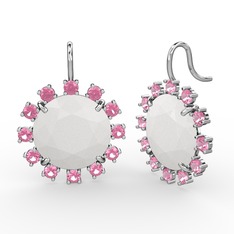 Lumi Küpe - Pembe kuvars ve beyaz akrilik 8 ayar beyaz altın küpe #17fo6j0