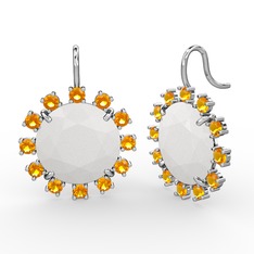 Lumi Küpe - Sitrin ve beyaz akrilik 8 ayar beyaz altın küpe #18cz6ly