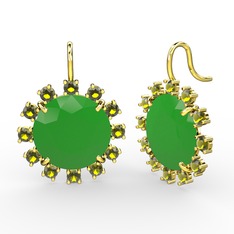 Lumi Küpe - Peridot ve neon yeşil akrilik 14 ayar altın küpe #19ebh1w