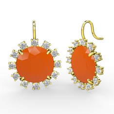 Pırlanta ve neon turuncu akrilik 14 ayar altın küpe (5.76 karat)