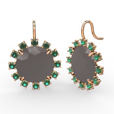 Lumi Küpe - Yeşil kuvars ve füme akrilik 18 ayar rose altın küpe #1bo394y