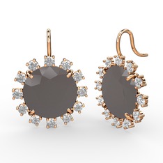 Lumi Küpe - Beyaz zirkon ve füme akrilik 18 ayar rose altın küpe #1bwwqy3