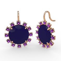 Lumi Küpe - Ametist ve lacivert akrilik 8 ayar rose altın küpe #1bzibre