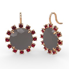 Lumi Küpe - Garnet ve füme akrilik 18 ayar rose altın küpe #1crownl