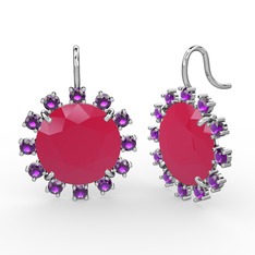 Lumi Küpe - Ametist ve neon pembe akrilik 925 ayar gümüş küpe #1h73dau