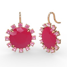 Lumi Küpe - Pembe kuvars ve neon pembe akrilik 8 ayar rose altın küpe #1mi670c