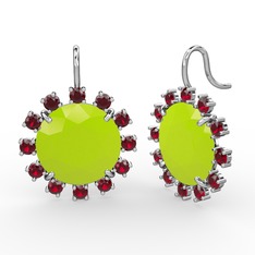 Lumi Küpe - Garnet ve neon sarı akrilik 14 ayar beyaz altın küpe #1n497at
