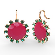 Lumi Küpe - Yeşil kuvars ve neon pembe akrilik 8 ayar rose altın küpe #1niz97p