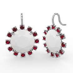 Garnet ve beyaz akrilik 925 ayar gümüş küpe