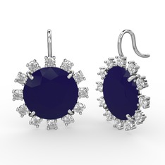 Lumi Küpe - Swarovski ve lacivert akrilik 18 ayar beyaz altın küpe #1qm2lz3
