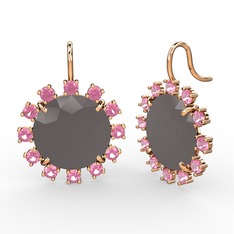 Lumi Küpe - Pembe kuvars ve füme akrilik 925 ayar rose altın kaplama gümüş küpe #1rinuaj