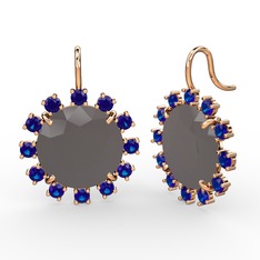 Lumi Küpe - Lab safir ve füme akrilik 925 ayar rose altın kaplama gümüş küpe #1rmwiyu