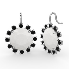 Lumi Küpe - Siyah zirkon ve beyaz akrilik 14 ayar beyaz altın küpe #1rv4mpu