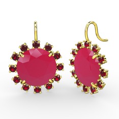 Lumi Küpe - Garnet ve neon pembe akrilik 8 ayar altın küpe #1s52hdi